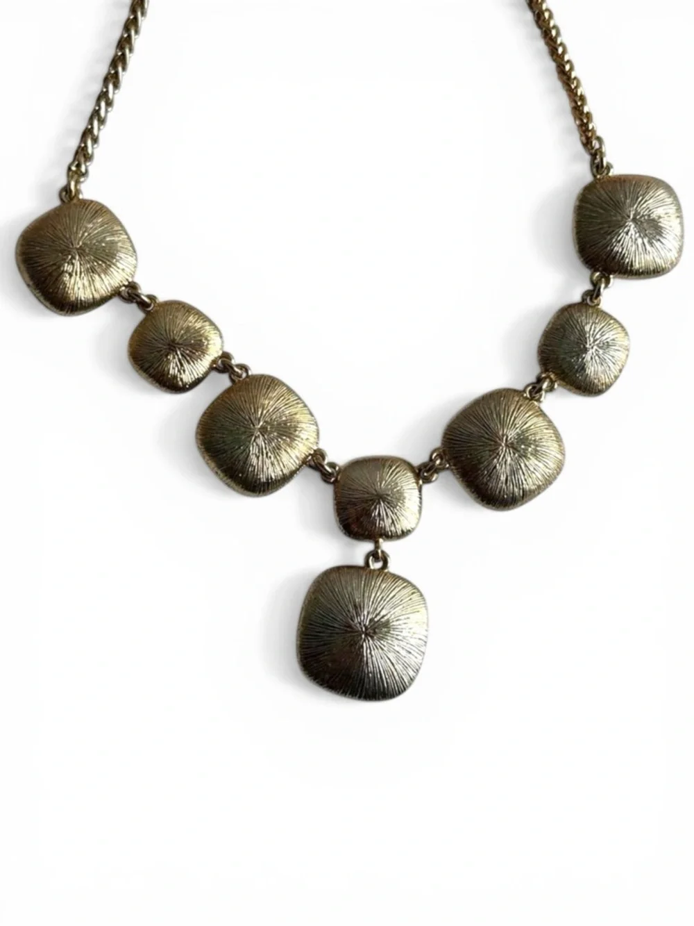 MONET Smoky Crystal Statement Necklace Gold Tone Signed Bib Designer